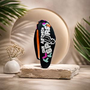 Custom handmade Game Day Embroidered <b>Beaded</b> <b>Headband</b> Custom Color Handmade Fabric Knotted Women's Trendy Sports Fan Accessory - Product Image 1