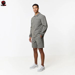 Ensemble veste et short de sport légers pour homme, veste zippée, ensemble deux pièces décontracté, coupe-vent personnalisé - Product Image 3