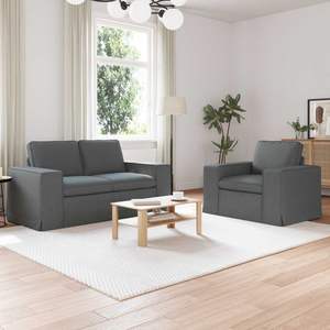 Ensemble de canapés de salon 2 places en tissu gris foncé 182 x 80 x 82 cm - Product Image 1