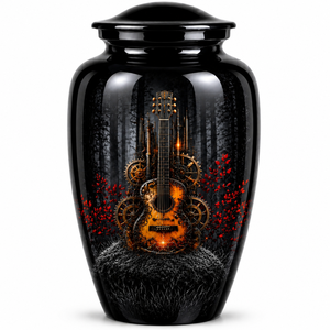 Autocollant commémoratif de luxe pour violon et guitare avec urne funéraire en émail pour cendres humaines - Product Image 1