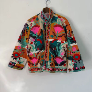 Wholesale Supply for Bath Handmade 100% Cotton Velvet Suzani Kimono Jacket | Autumn Winter Breathable Quick Dry Eco-Friendly - Product Image 1