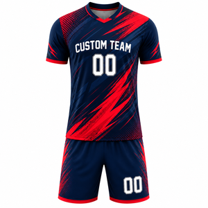Ensemble de maillots de football pour adultes à manches courtes, sublimation, shorts, kit d'entraînement personnalisé vierge pour équipe, respirant, sans marque - Product Image 1