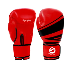 นวมชกมวยหนัง PU สีแดง สำหรับฝึกซ้อมมืออาชีพ MMA คิกบ็อกซิ่ง - Product Image 2