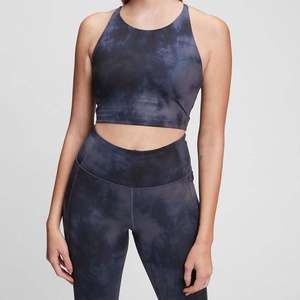 Women's Yoga Workout Outfits 1 Piece Set Mid Waist Running <b>Shorts</b> Padded Sport Bra Sleeveless Crop Tops Spandex/<b>Polyester</b> - Product Image 3