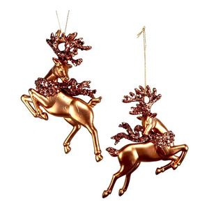 Hot sale <b>Christmas</b> New Year Decoration Matt Copper Plated Acrylic 3D Phonograph Tree Rocking Horse Leaping <b>Reindeer</b> Ornament - Product Image 6