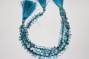 Perles de topaze bleue de Londres naturelle facettées en forme de goutte 4-8 mm pour la fabrication de bijoux 8 pouces - Product Image 3
