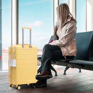 ABS Spinner <b>Wheel</b> Luggage Set 3pcs 20/24/28\" Matching Yellow Color <b>with</b> Combination <b>Lock</b> - Product Image 6