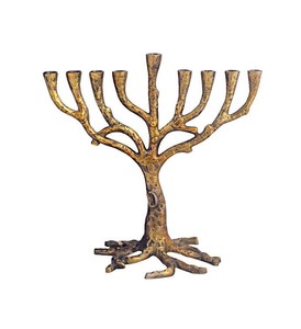 Chandelier en forme d'arbre doré, porte-bougie en métal texturé, design artistique en forme de branche, centre de table artistique, idéal pour la décoration intérieure - Product Image 1