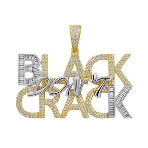 Collar con Colgante Personalizado 'Black Dont Crack', Cadena Hip Hop con Diamantes Cultivados en Laboratorio, Joyería Brillante para Regalo - Product Image 1