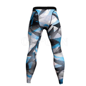 Leggings de compression intégrale pour homme Capcan, imprimé géométrique, en spandex et polyester tricoté, taille élastique sportive, toutes saisons - Product Image 2