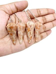 Péndulo de Cristal de Piedra del Sol Naranja Facetado de Alta Calidad, Pulido, para Sanación, Radiestesia, Coleccionables de Arte, Estilo Feng Shui - Product Image 6