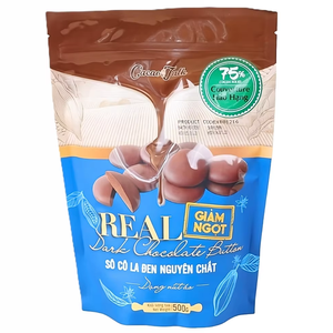 Biscuits et gâteaux de boulangerie au chocolat pur personnalisés en gros, HALAL, en forme de bouton, au vrai chocolat noir 75% cacao, bon prix fournisseur - Product Image 1