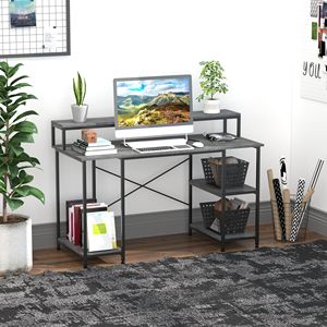 55 pollici durevole a forma di X Grey grano di legno scrivania con Monitor rialzato CPU Stand casa ufficio studio di scrittura Workstation - Product Image 4