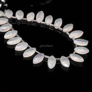 Cuentas de piedra lunar blanca natural facetadas en forma de marquesa de 7x12-8x13 mm, cuentas de piedras preciosas sueltas talladas a mano para la fabricación de joyería al por mayor. - Product Image 1