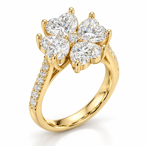 Bijoux personnalisés OEM en or jaune 14 carats avec diamant de laboratoire certifié IGI, taille cœur trèfle à quatre feuilles, romantique, pour fiançailles et cadeau - Product Image 1