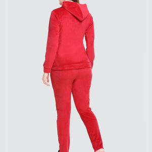 Ensemble de survêtement pour femme en velours et coton, avec logo personnalisé, style streetwear d'hiver, taille élastique, léger et respirant - Product Image 3