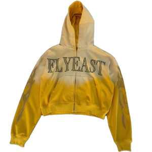 Fabricant de vêtements sur mesure, vente en gros, sweat à capuche zippé en coton 100% avec patchs appliqués effet usé, lavage à l'acide, grande taille, sweat à capuche pour homme - Product Image 1