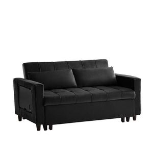 Divano Letto Moderno in Velluto Nero con Tavolino Laterale e Schienale Regolabile - Product Image 5