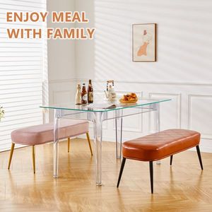 Panca Moderna in Ecopelle per Vanità, Pouf Imbottito Morbido con Gambe Dorate per Ingresso, Sala da Pranzo e Cucina - Product Image 4