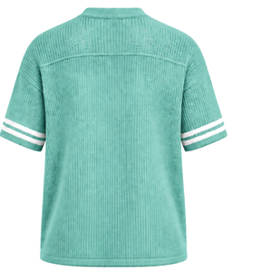 Camiseta Deportiva de Punto Personalizada en Verde Menta, Cuello en V, Manga Corta, a Rayas, Transpirable, Holgada, Informal, para Equipos Deportivos - Product Image 2