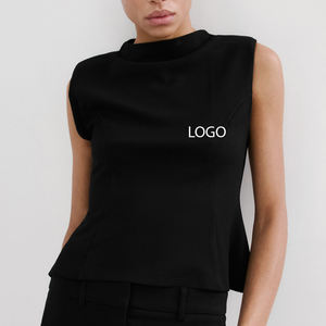 T-shirt tendance pour femme, coupe peplum, avec logo personnalisé, design de haute qualité, couleur unie, col rond. - Product Image 1