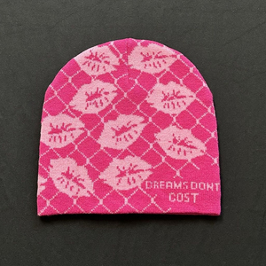 Custom Logo Jacquard Knitted Beanie Black With Green Pink Letter Pattern Unisex Street Style <b>Hat</b> 56-58CM Adult <b>Winter</b> Cap - Product Image 6