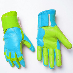 Guantes de Bateo de Cuero Personalizados al Por Mayor, Color Verde Azul, Acolchados, con Cierre de Gancho y Bucle, Soporte para Muñeca, Unisex, para Adultos, Tallas XL XXL - Product Image 3