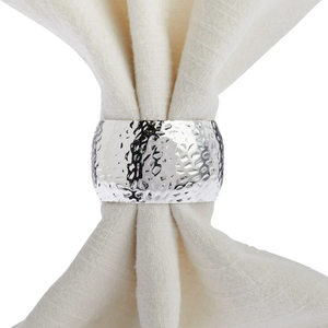 Anneaux de serviette en acier inoxydable de qualité supérieure, design martelé, vente chaude, décoration de table, restaurants, mariages, fêtes - Product Image 1