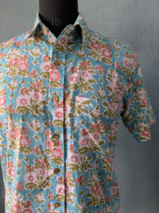 เสื้อเชิ้ตแขนสั้นลายดอกไม้สำหรับผู้ชาย ปกคอพับ ผ้าฝ้ายระบายอากาศ สไตล์ฤดูร้อน - Product Image 6