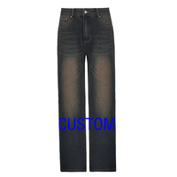Pantalon en jean délavé surdimensionné pour femme, haute qualité, broderie 3D personnalisée, 100% coton, style streetwear ample et élégant, collection 2026