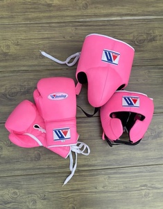 Gants de boxe d'entraînement en cuir rose personnalisables GYMSTERO 16 oz avec fermeture à lacets, doigts entièrement couverts, sangle de poignet réglable, arts martiaux - Product Image 1
