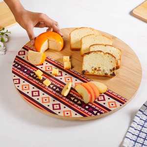 Round Wooden <b>Wedding</b> Decor Platter Modern Fruit Theme Wooden Handicraft Decorative Food Tray Format Single-Piece Packaging Trays - Product Image 1