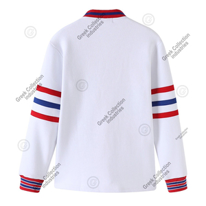 เสื้อคาร์ดิแกนสีขาว OES แบบสั่งทำพิเศษ เสื้อสเวตเตอร์ผู้หญิง ผ้าฝ้ายฟลีซ 100% ปักลายตัวอักษรกรีก เสื้อสเวตเตอร์มหาวิทยาลัยและวิทยาลัย - Product Image 2