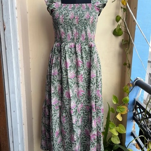 ชุดราตรียาวคอตตอนพิมพ์ลายดอกไม้, เดรสแขนกุดปรับได้สไตล์ลำลอง - Product Image 6