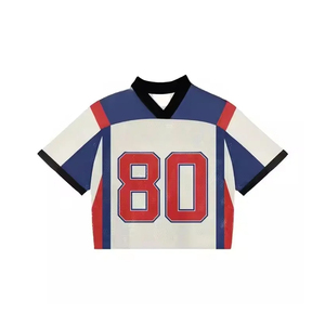 Maillot de football américain personnalisable en mesh avec impression sublimée tendance, manches courtes, logo brodé OEM - Product Image 5