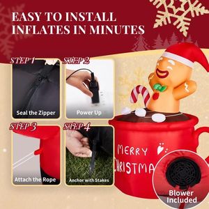 Decorazione Natalizia Gonfiabile Illuminata da 6,5 Piedi, Omino di Pan di Zenzero in PVC, Divertente Decorazione da Giardino Gonfiabile per Natale - Product Image 5
