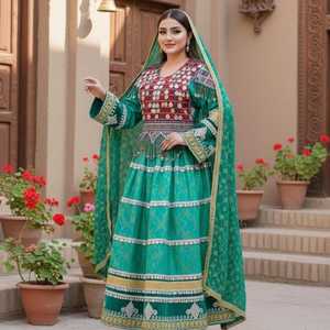 Novedades 2026: Elegante Salwar Kameez Afgano Kuchi de Georgette de Seda Bordado, Ajustado, de Manga Larga para Fiesta, Maxi Vestido para Mujer - Product Image 4