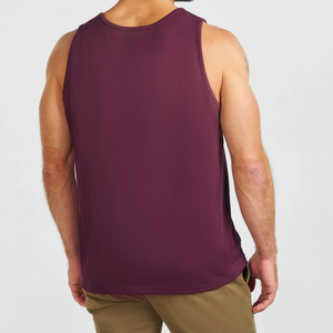 Camiseta sin mangas para hombre, color morado, cuello redondo, color sólido, con bolsillo, informal, de punto, ajustada - Product Image 6