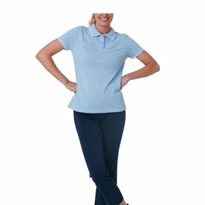 Polo de Manga Corta para Mujer, Color Azul Claro, Tejido Piqué de Algodón, Corte Regular, Modelo 2026, ODM OEM - Product Image 1