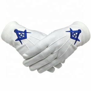 Gants de maçon maçonnique Blue Lodge – Gants en coton blancs unis, longueur poignet, pour usage quotidien, voyage et activités de plein air - Product Image 1