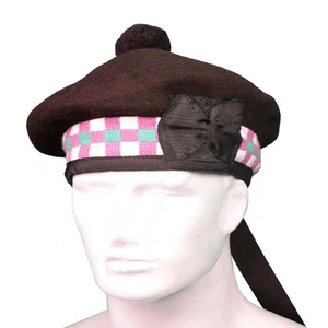 Chapeau écossais traditionnel fait main en laine marron, rose et turquoise, 100 % laine de haute qualité, modèle Balmoral Diced Hats 2026 - Product Image 4