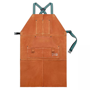 Tablier de soudeur robuste en cuir croûte de vachette, résistant aux flammes et à l'abrasion, protection corporelle, style uni, vêtement de travail pour la lutte contre les incendies - Product Image 5
