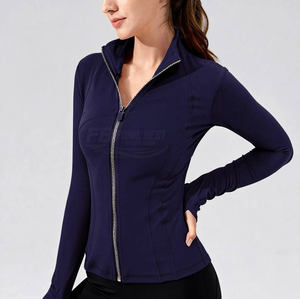 Ensemble de yoga taille haute uni pour femme, respirant et léger, veste et haut de yoga 2 pièces, fermeture éclair dorée, écologique, pour la gym et le fitness - Product Image 6