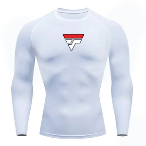 เสื้อรัดกล้ามเนื้อสำหรับผู้ชาย ยี่ห้อ Mma Rash Guard ผลิตจากโพลีเอสเตอร์ สำหรับกีฬายิวยิตสู สีแดง เนื้อผ้านุ่มพิเศษ แห้งเร็ว เสื้อรัดกล้ามเนื้อแบบรัดรูป สำหรับเล่นกีฬา - Product Image 2