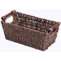 Panier en jonc de mer avec poignée en rotin, panier de rangement fait main, vente en gros, écologique, fabriqué au Vietnam