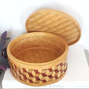 Boîtes de rangement pour comptoir de cuisine, boîte en bambou pour cheesecake, présentoir à fruits, panier à couvercle en fibre naturelle - Product Image 5