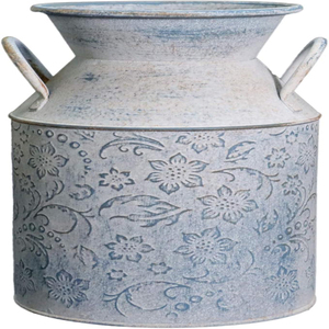 Maceta de Metal Galvanizado Estilo Rústico Vintage, Florero Retro Antiguo, Soporte para Flores de Granja/Campo - Product Image 1