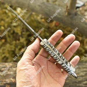 Couteau à pointe tombante en acier Damas OEM, vente en gros, lame pleine, avec trou pour le pouce, poignée ergonomique, pour la chasse, le camping, la survie tactique - Product Image 5