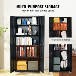 Armoire de rangement métallique de 200 pieds de long avec 2 portes magnétiques et 4 étagères réglables, étagères de garage en acier verrouillables, armoire métallique de 71 pieds de long - Product Image 3