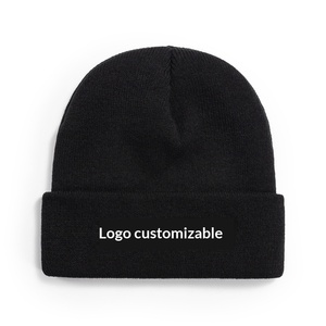 Ready Stock <b>Plain</b> Acrylic Beanie Solid Color Winter Warm Knitted Hat Unisex Dispatch Factory Direct Custom Beanie <b>Cap</b> With Logo - Product Image 1